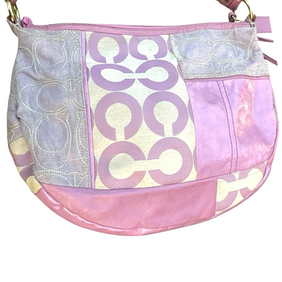 Coach Large Shoulderbag Patchwork-Purple w/Gold Hardware Charm/Tassel/Logo - Picture 2 of 11